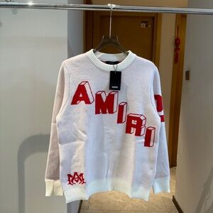 AMIRI White Sweater with Red Lettering